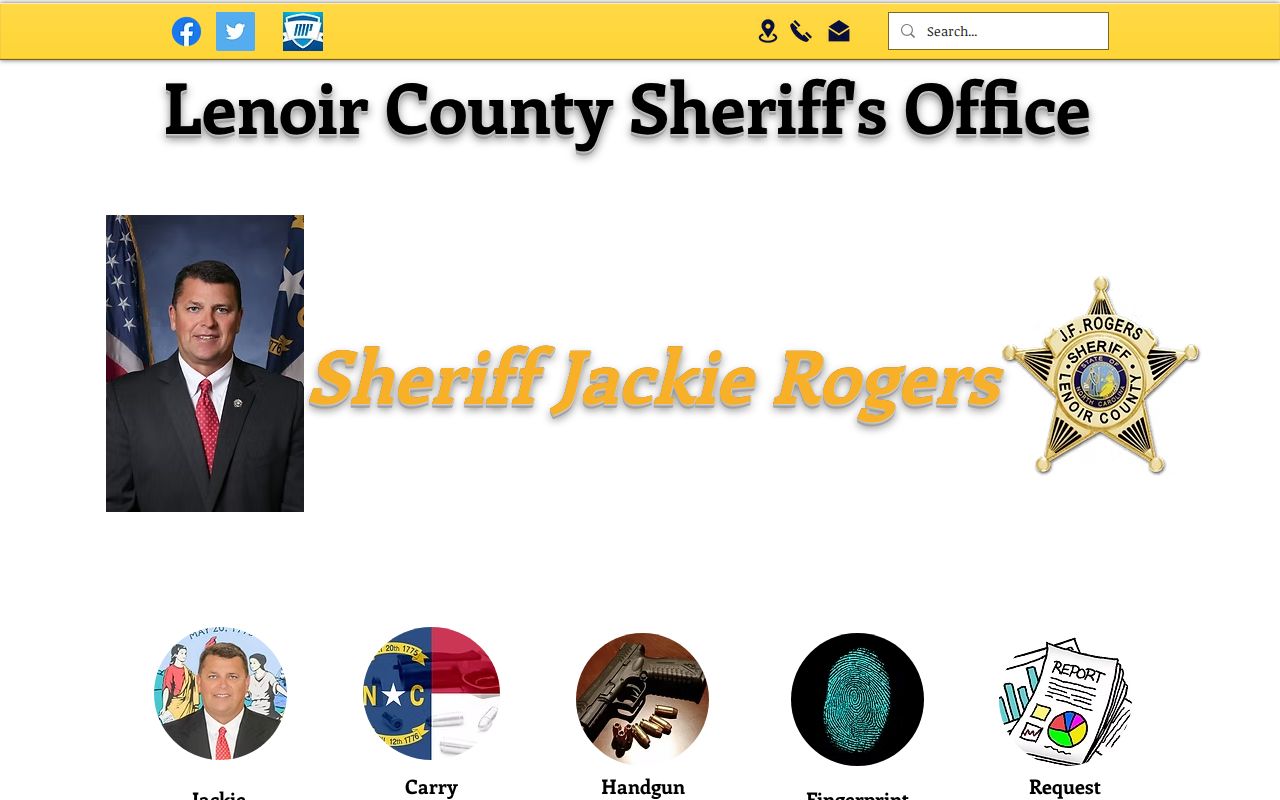 Official Lenoir County Sheriff website with detention and Mobile Patrol service links
